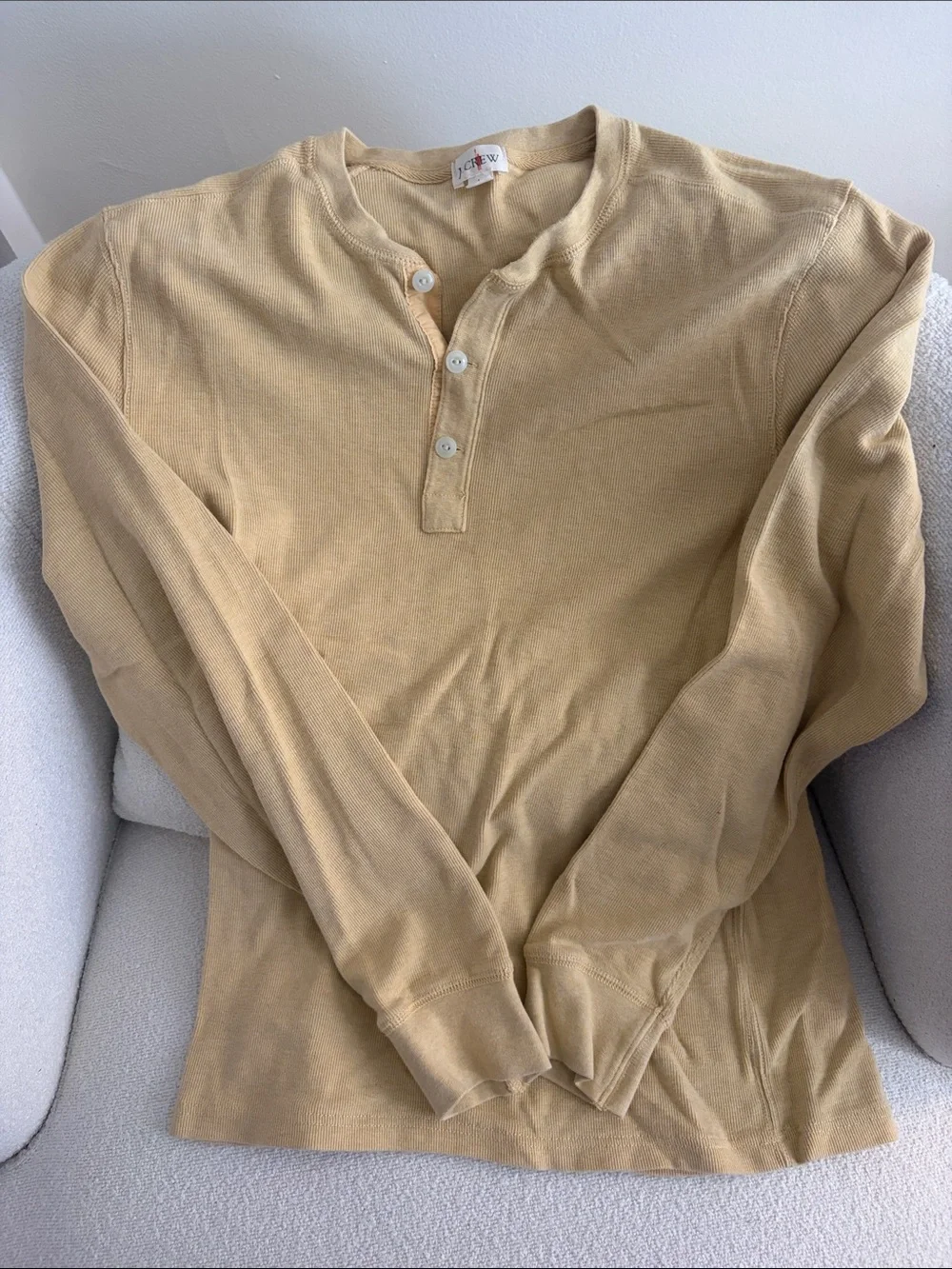 J. Crew Men's Long-Sleeve Henley in Light Tan